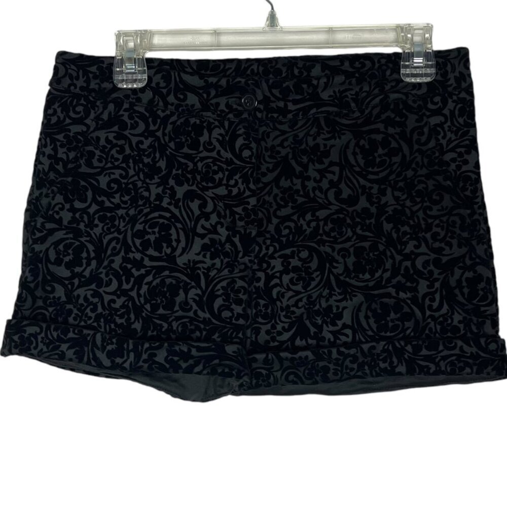 Women's L Fleur De‎ Lis Trouser Shorts Black Whimsigoth Victorian Grunge Goth